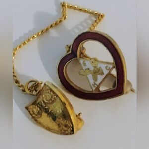 Vintage Loyal Order of the Moose Lodge WOTM Women Member Pins Charm Heart Shield